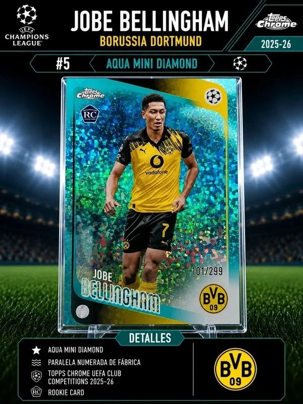 Immagine di Jobe Bellingham Carta Topps Chrome UCC 2025-26 #5 Borussia Dortmund 101/299 Rookie Card 1
