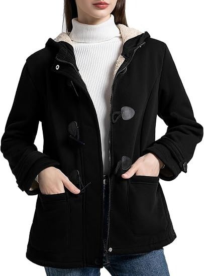 Black Hooded Toggle Coat image 1