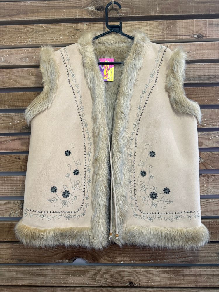 Other Vintage 90s does 70s embroidered boho hippy Faux Fur/ Fluffy Gilet/Sleeveless Jacket/ Gilet. Festival. product image