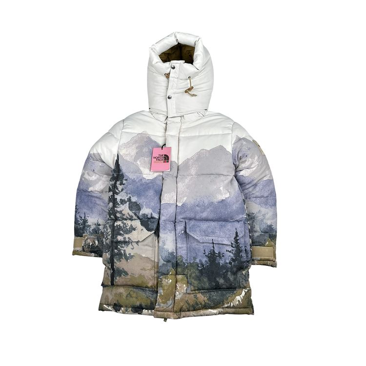 North Face X Gucci Mountain Print Down Filled Down Hooded Puffer Jacket - Small image 10