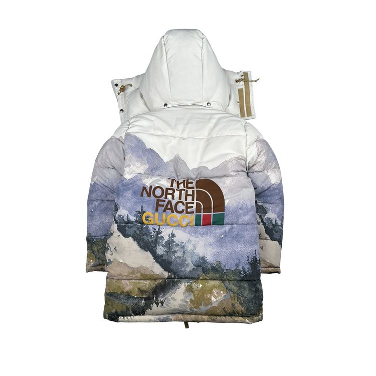 North Face X Gucci Mountain Print Down Filled Down Hooded Puffer Jacket - Small image 1