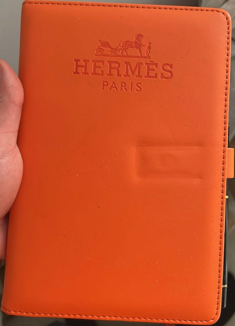 Hermes Orange Notebook Cover Journal Diary With Pen NEW GWP Magnetic Closure