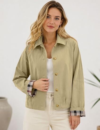 Beige Casual Jacket With Checkered Cuff Lining 2