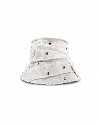 White Upcycled Denim Bucket Hat