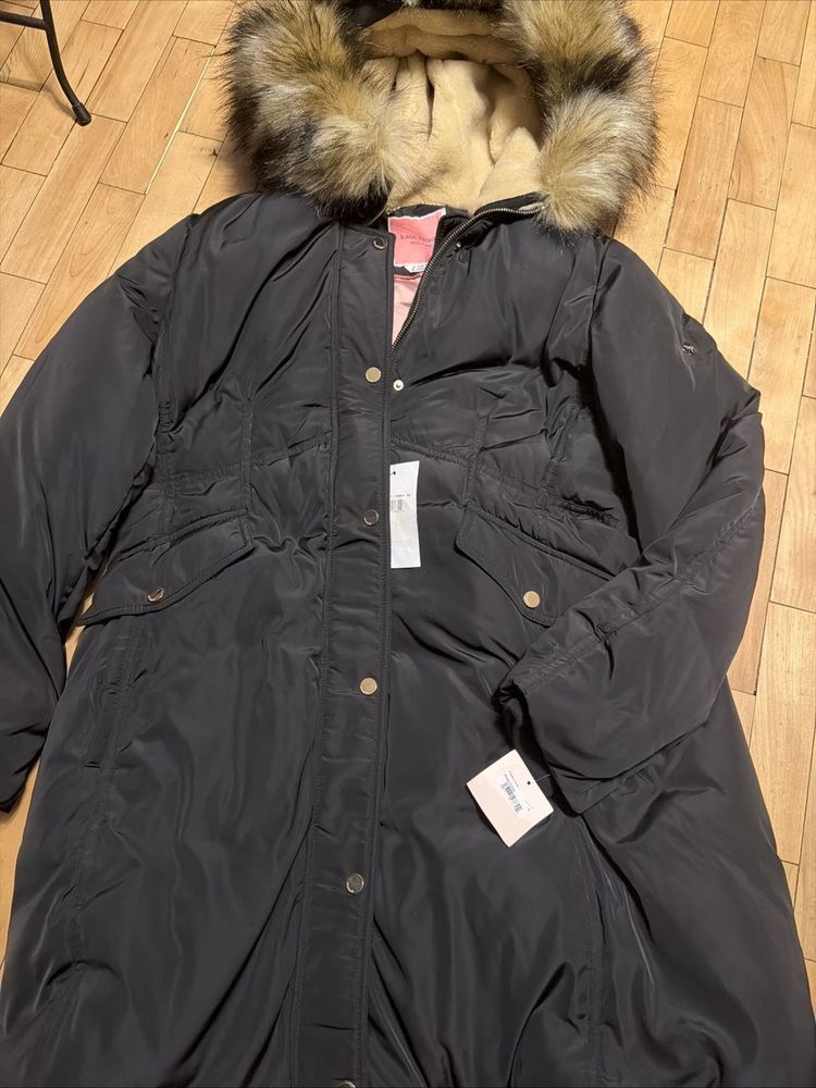 Kate Spade Faux Fur trim Mid Length Puffer Jacket Coat XL BNWT Duck Down image 1