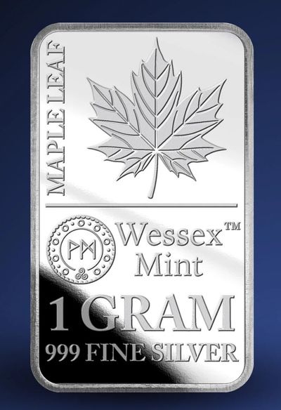 Wessex mint 1g silver bar maple leaf