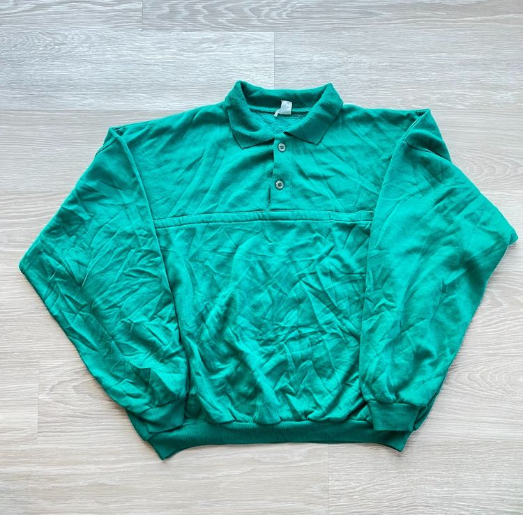 Green Long Sleeve Polo Sweatshirt
