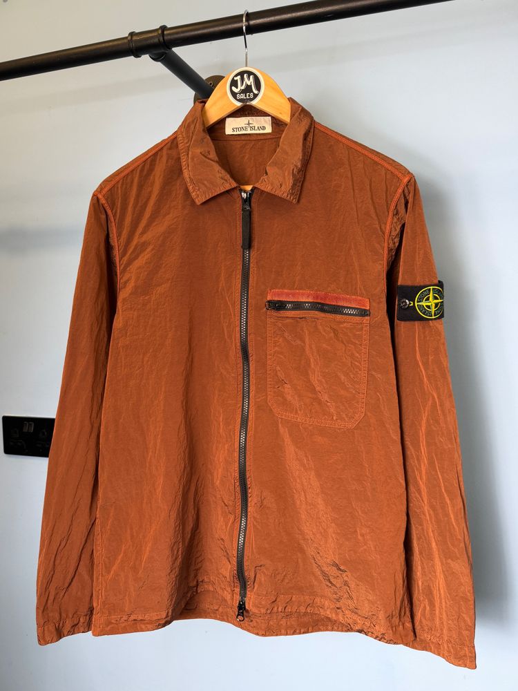 Immagine di Medium Stone Island Dark Orange Nylon Metal Lightweight Overshirt Jacket 1