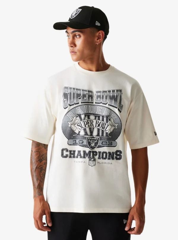 New Era Las Vegas Raiders NFL Super Bowl Open White Oversized T-Shirt
