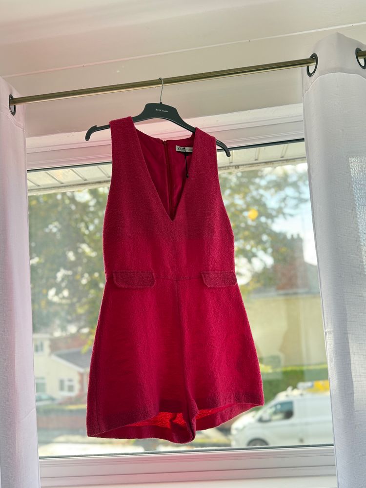 Zara Red Sleeveless Playsuit