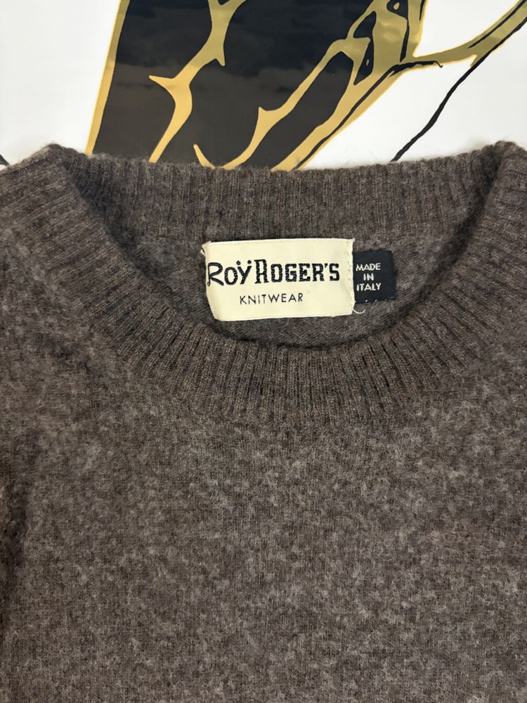 Roy Roger'S Brown Crew Neck Wool Sweater 4