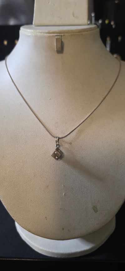 £20). 925 sterling silver Silver Necklace With Dice Pendant