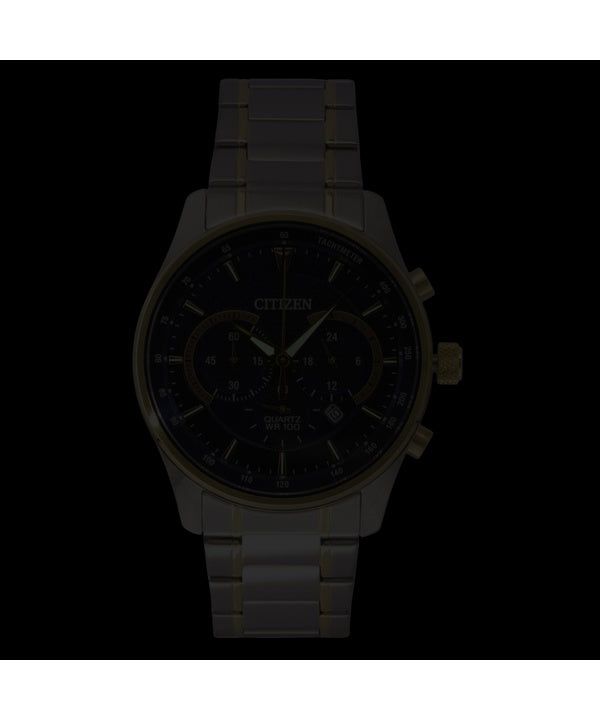 Citizen Chronograph Two Tone Stainless Steel Blue Dial Quartz AN8194-51L 100M Men's Watch image 5