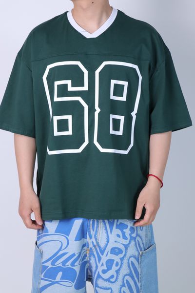 Green Oversized Sports Jersey With Number 68