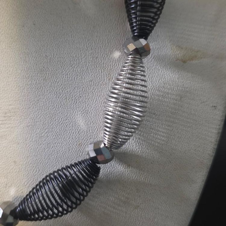 Black And Silver Coil Bead Necklace image 8