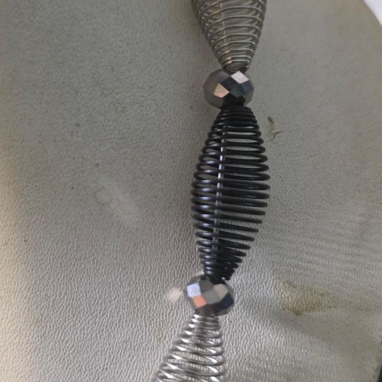 Black And Silver Coil Bead Necklace image 5