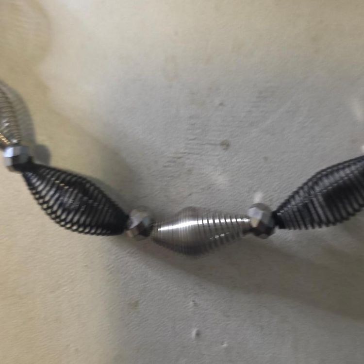 Black And Silver Coil Bead Necklace image 6