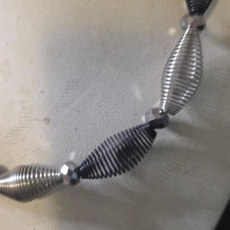 Black And Silver Coil Bead Necklace image 7