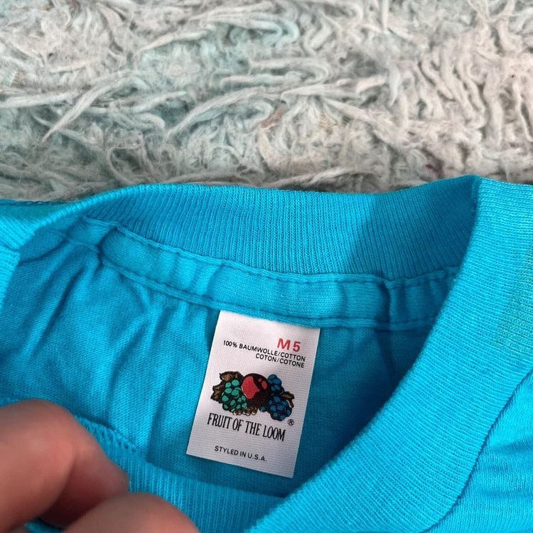 Vintage 90s Deadstock Turquoise Fruit of the Look Blank T Shirt - XS image 3