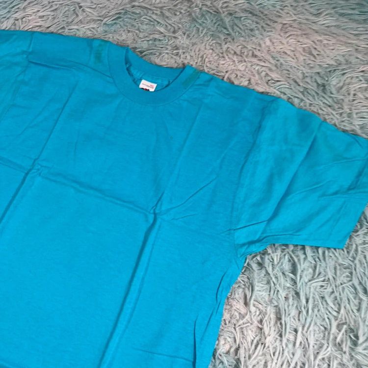 Vintage 90s Deadstock Turquoise Fruit of the Look Blank T Shirt - XS image 7