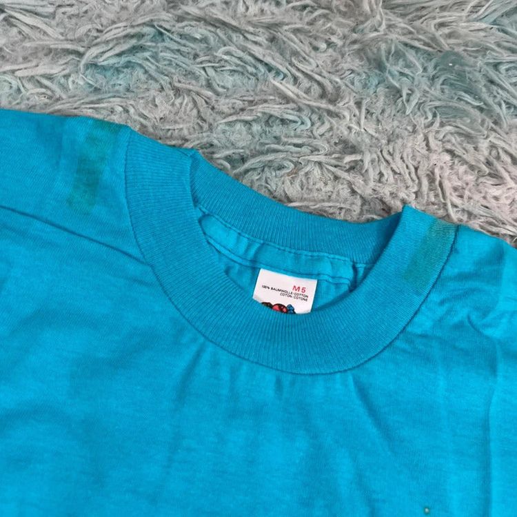 Vintage 90s Deadstock Turquoise Fruit of the Look Blank T Shirt - XS image 9