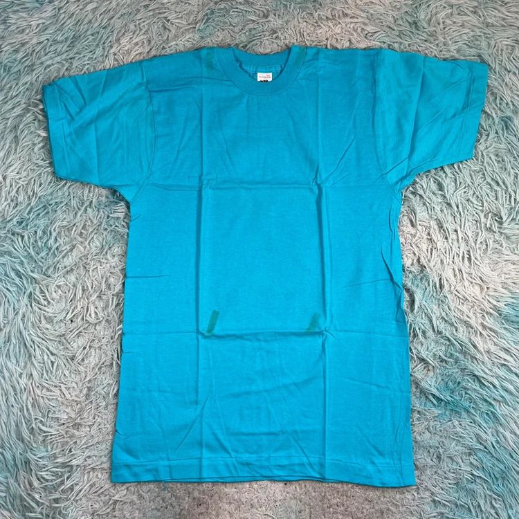 Vintage 90s Deadstock Turquoise Fruit of the Look Blank T Shirt - XS image 1