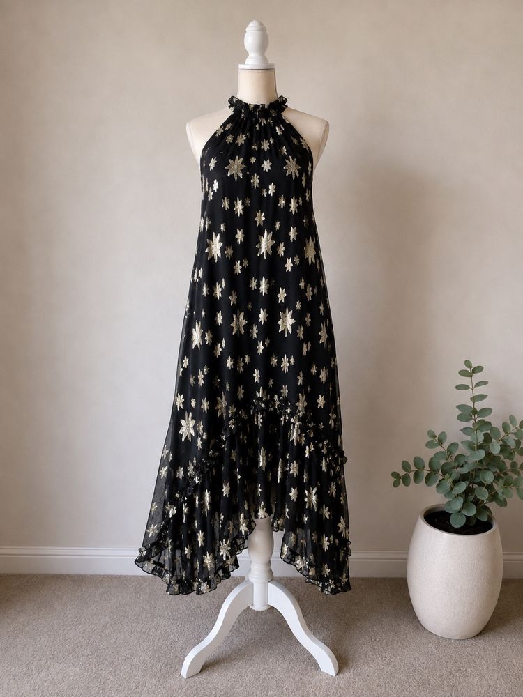 Monsoon - Black Floral Halter Neck Dress image 1