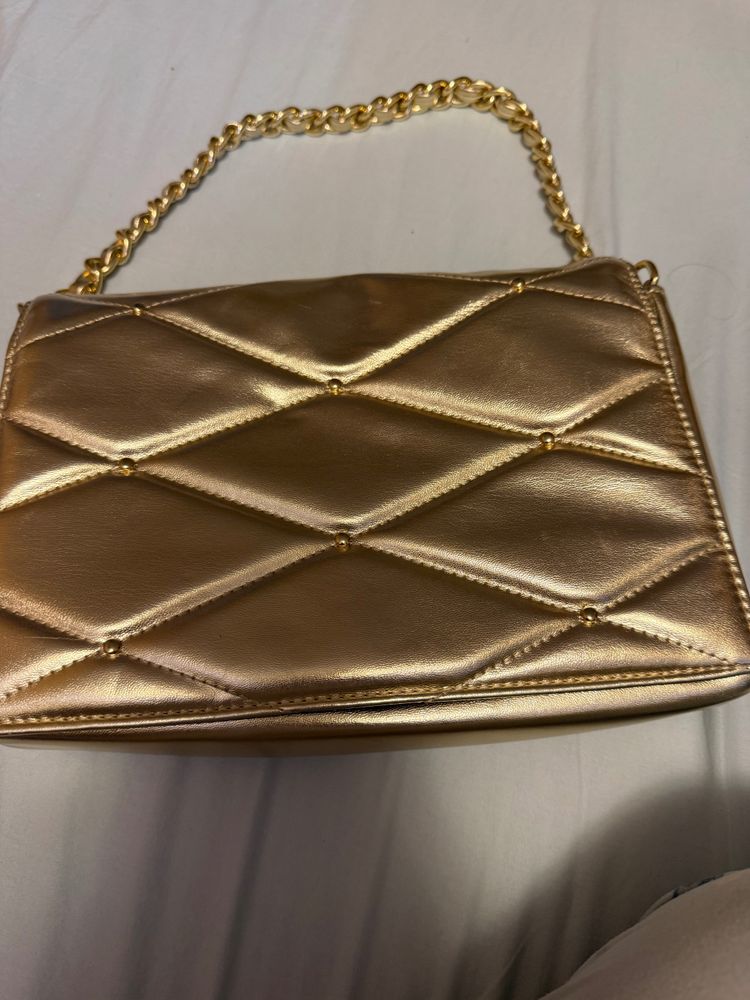 Other Gold Quilted Handbag With Chain Strap product image