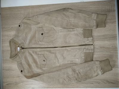 Beige Suede Bomber Jacket