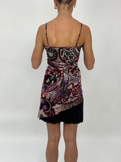 COCONUT GIRL DROP | small black dress with abstract pattern mesh overlay 5