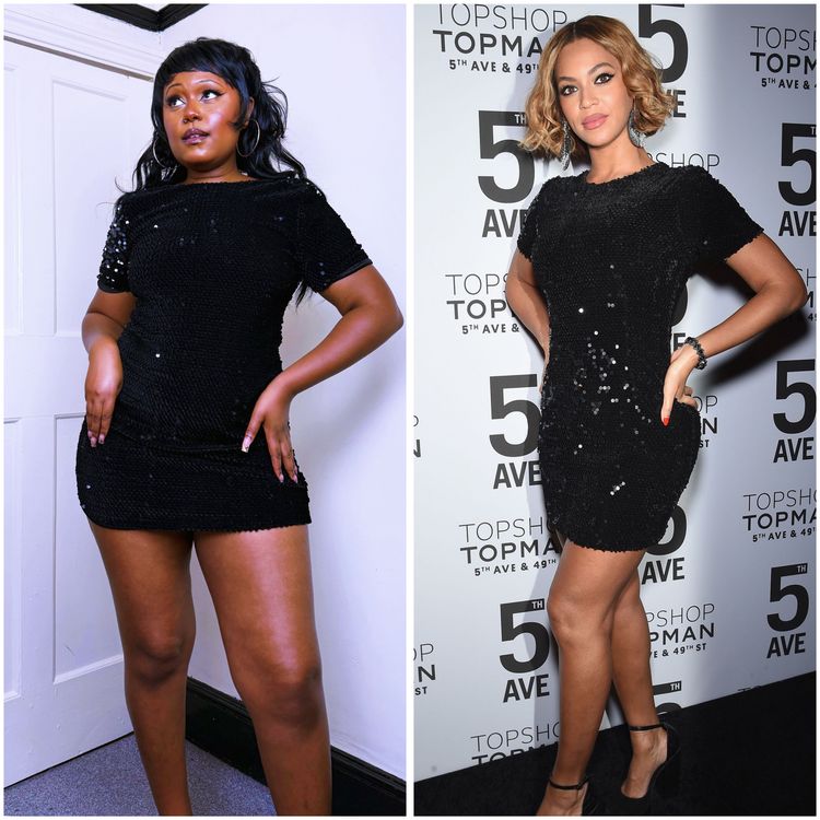 black sequin mini dress ASO Beyoncé 