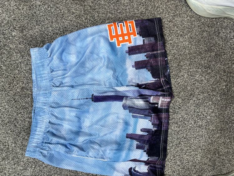 Blue Shorts With City Skyline Print