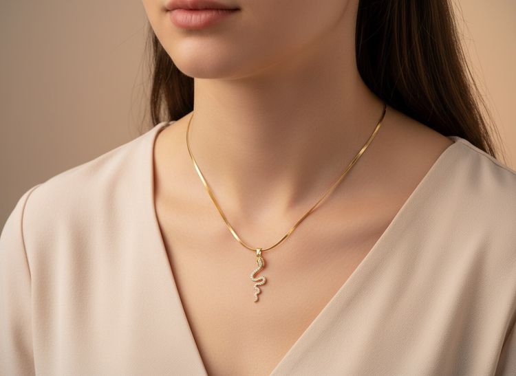 Gold Snake Pendant Necklace
