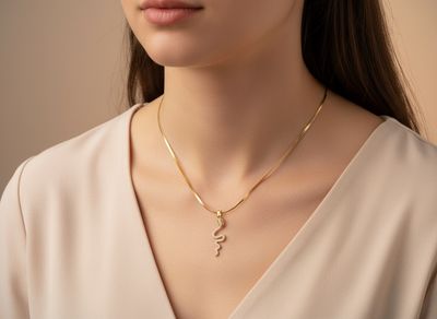 Gold Snake Pendant Necklace