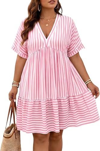 Pink And White Striped Dress