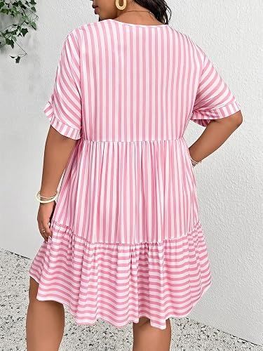 Pink And White Striped Dress imagen 2
