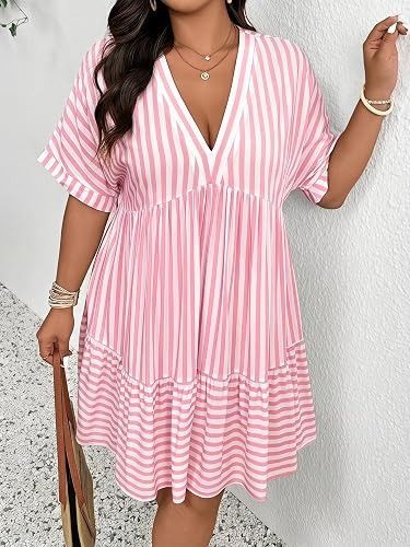 Pink And White Striped Dress imagen 3