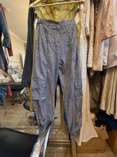 Sparkly Silver Cargo Pants