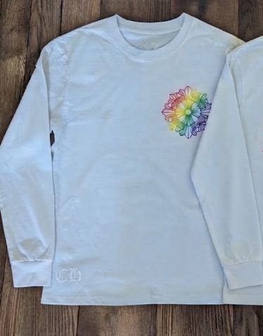 White Long Sleeve Shirt With Rainbow Tree Design 2