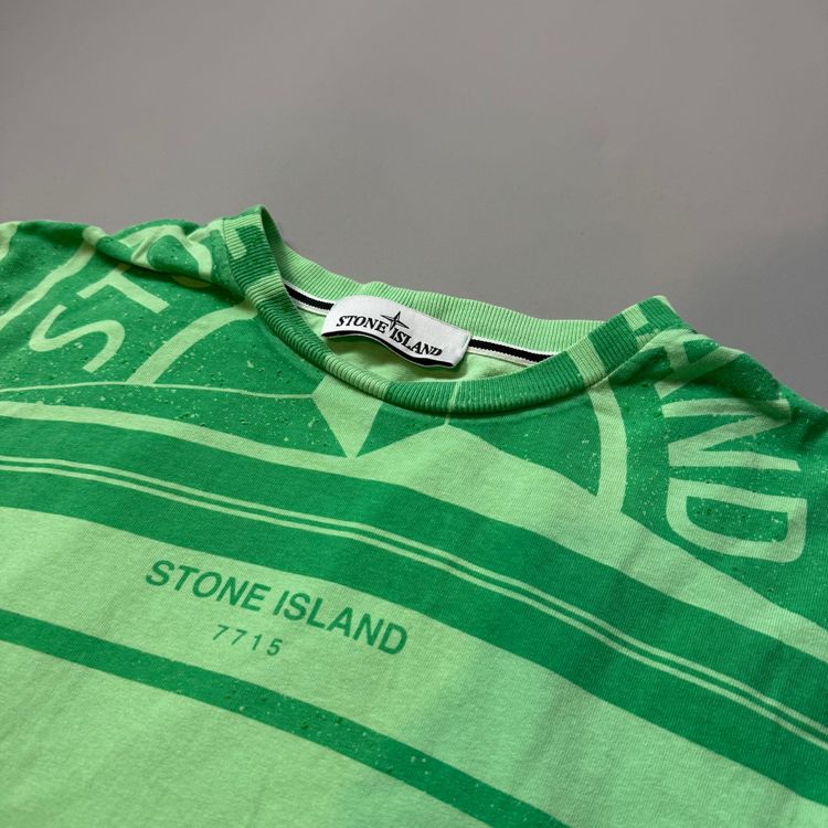 Stone Island Green Logo Print T-shirt - Medium obraz 3