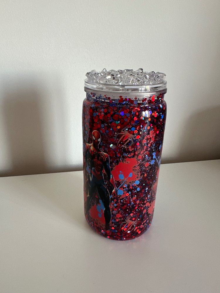 Spider-Man Themed Glitter Jar With Clear Lid image 3