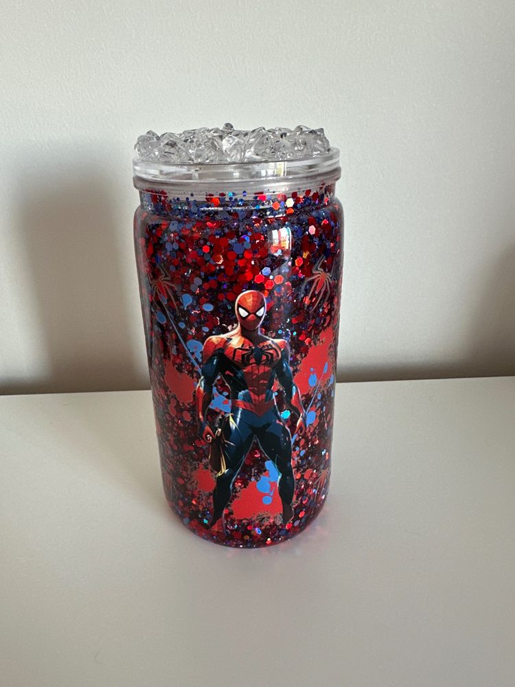 Spider-Man Themed Glitter Jar With Clear Lid image 2