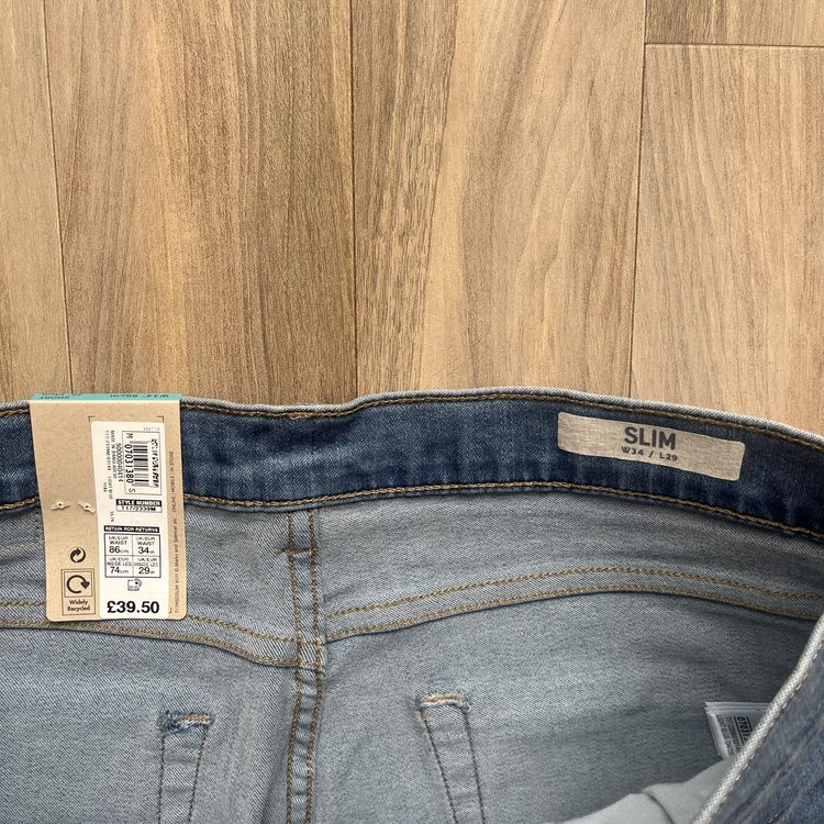 BNWT Marks & Spencer Slim Fitted Short Denim Jeans Blue image 2