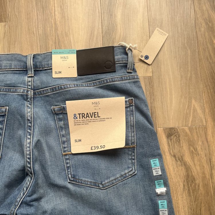 BNWT Marks & Spencer Slim Fitted Short Denim Jeans Blue image 4