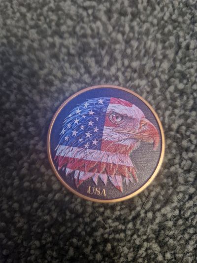 1oz 999 copper Round With Eagle And Usa Flag Design