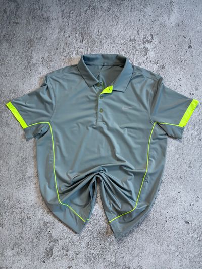 Grey Polo Shirt With Neon Yellow Accents