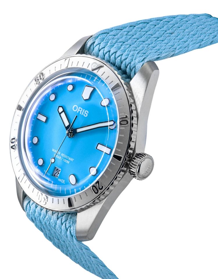 Oris Divers Sixty-Five Cotton Candy Textile Strap Blue Dial Automatic 01-733-7771-4055-07-3-19-02S 100M Unisex Watch 2