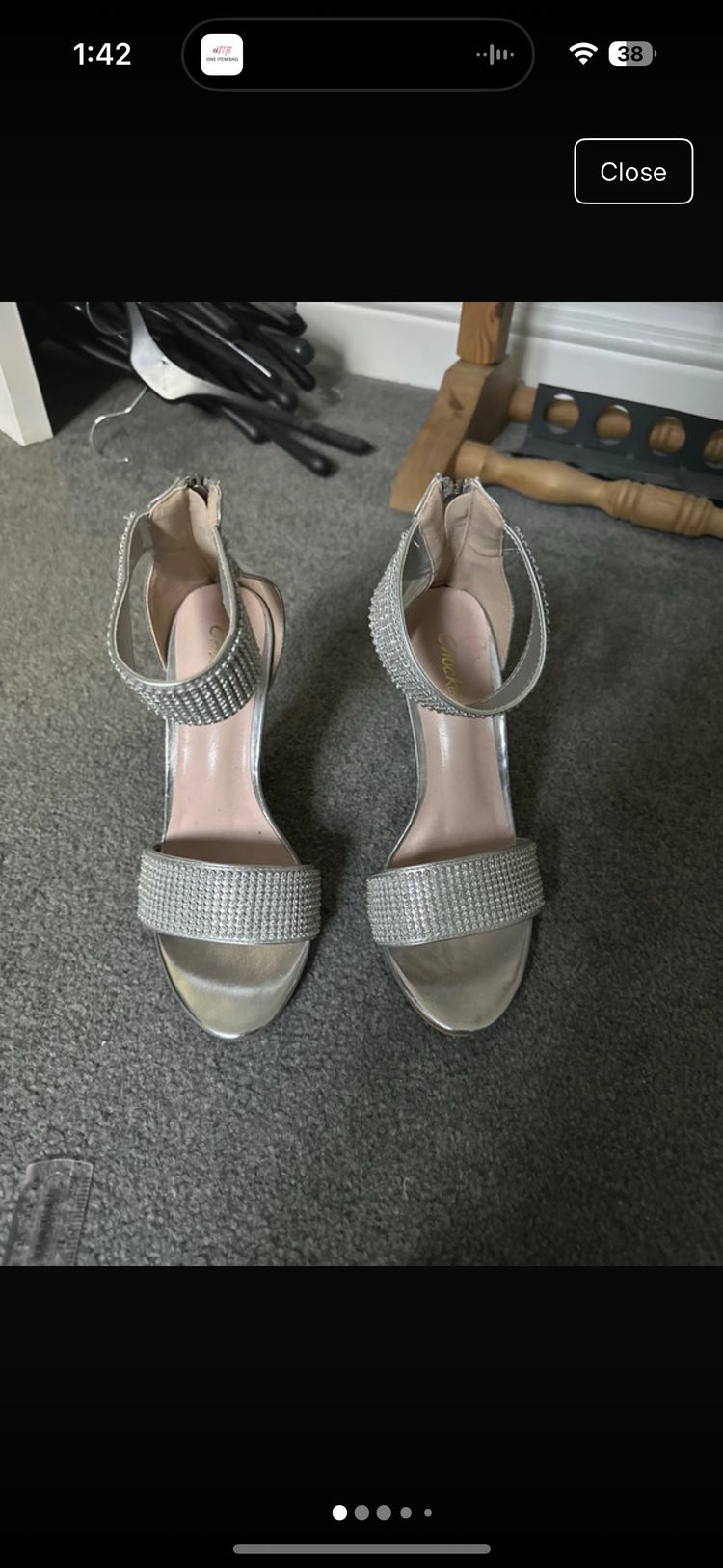 silver high-heeled sandals
