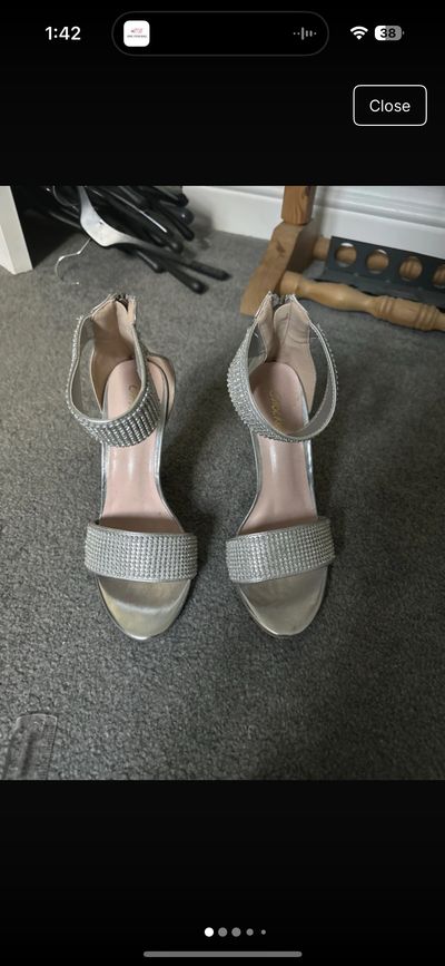 silver high-heeled sandals