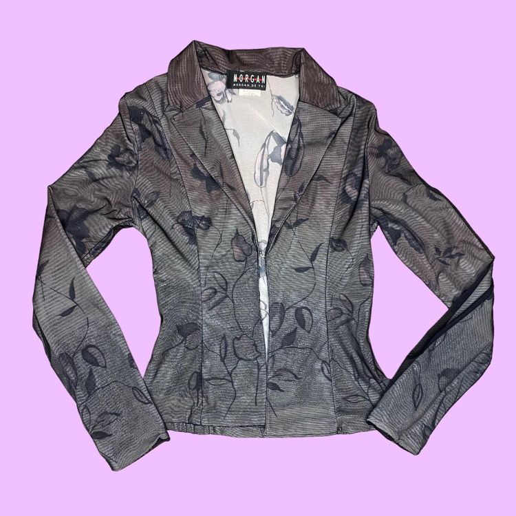 90s 00s Morgan De Toi long floral sleeve mesh top 3